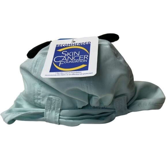 Panda Hat Cap Fitted Youth One Size Mint Green Sun Protection Neck Flap UPF Ears - Picture 2 of 4